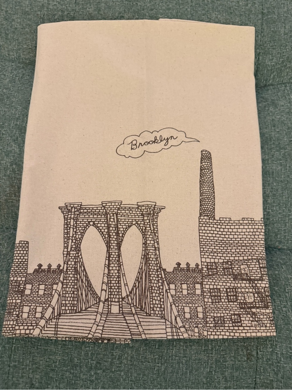 Brooklyn Skyline Tea Towel- Black on Natural
